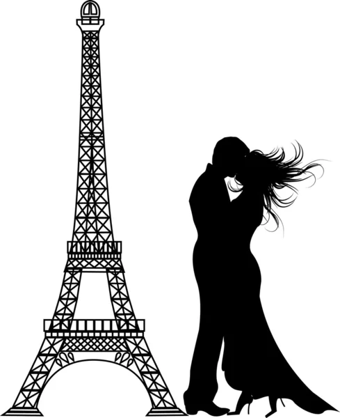 Paris siluet vektör romantizm — Stok Vektör