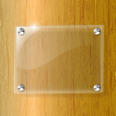 Glass plate on Wood background clipart