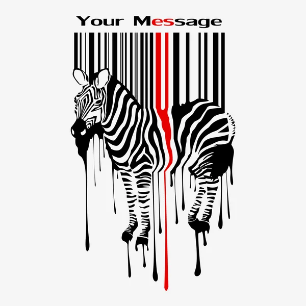 The abstract vector zebra silhouette with barcode — Stock Vector
