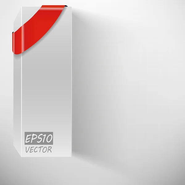 Cutia albă vectorială abstractă cu panglică roșie — Vector de stoc
