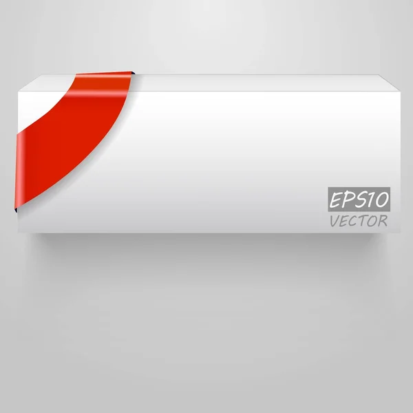 赤いリボンと抽象的なベクトル白いボックス — ストックベクタ