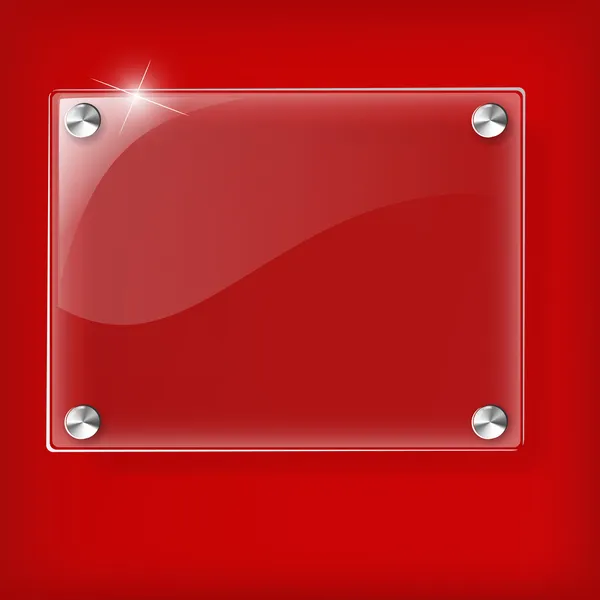 Glasskiva på röd bakgrund — Stock vektor