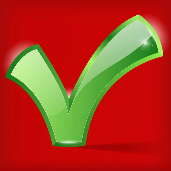 红色背景上的绿色复选标记的插图 — 图库矢量图片