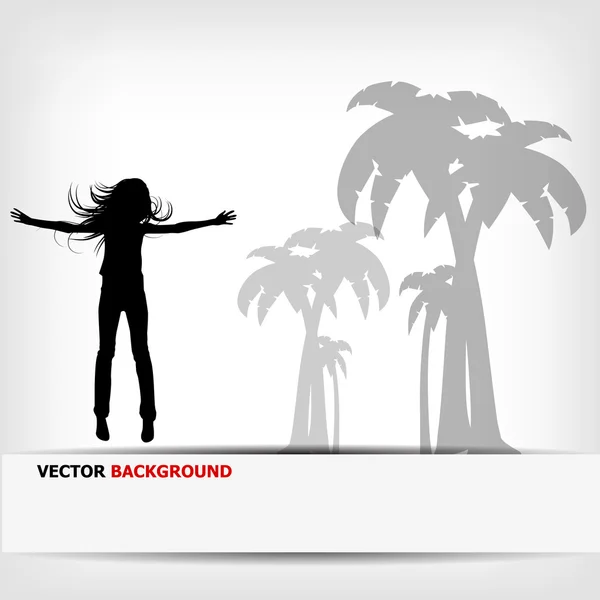 Fond abstrait saut fille silhouette — Image vectorielle