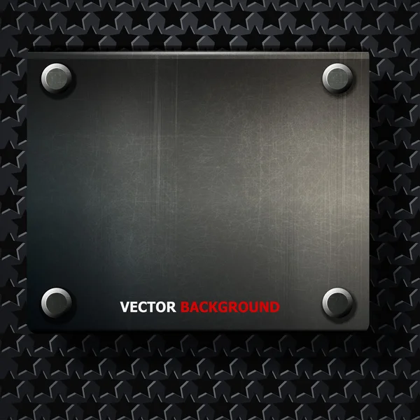Placa de metal de fondo grunge vector con tornillos — Vector de stock