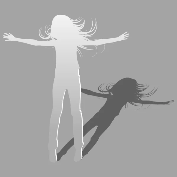 Abstrakt silhouette girl som hoppa bakgrund — Stock vektor