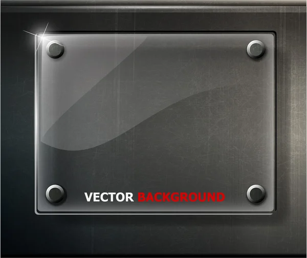 Placa brillante negra abstracta en rejilla metálica — Vector de stock