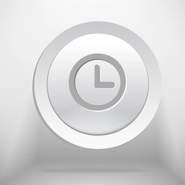 Λευκό κουμπί χρόνο ή ρολόι — Διανυσματικό Αρχείο