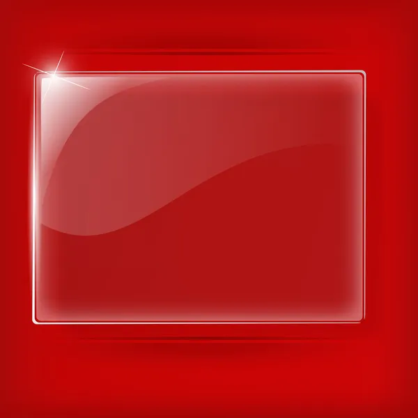 Placa de vidrio sobre fondo rojo — Vector de stock