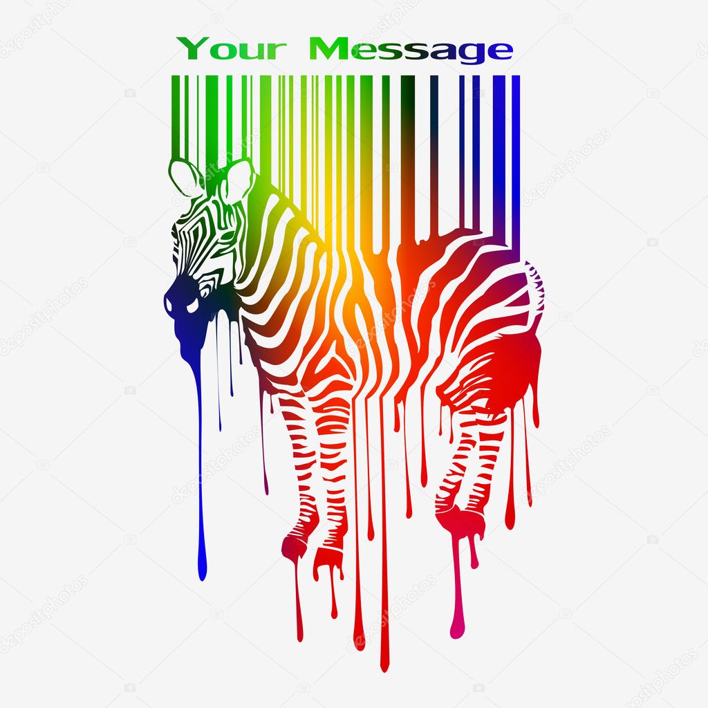 the abstract vector zebra silhouette with smudges barcode