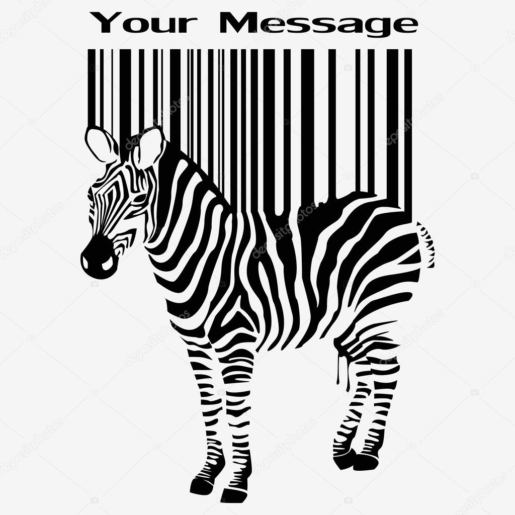 abstract vector zebra silhouette with barcode