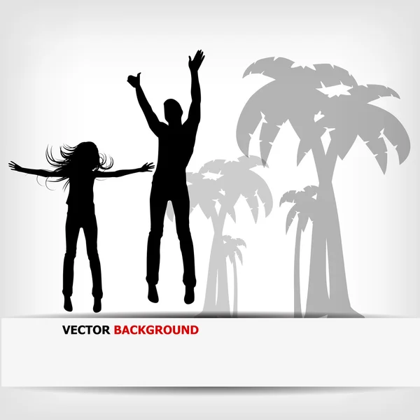 Abstract background jump girl silhouette — Stock Vector