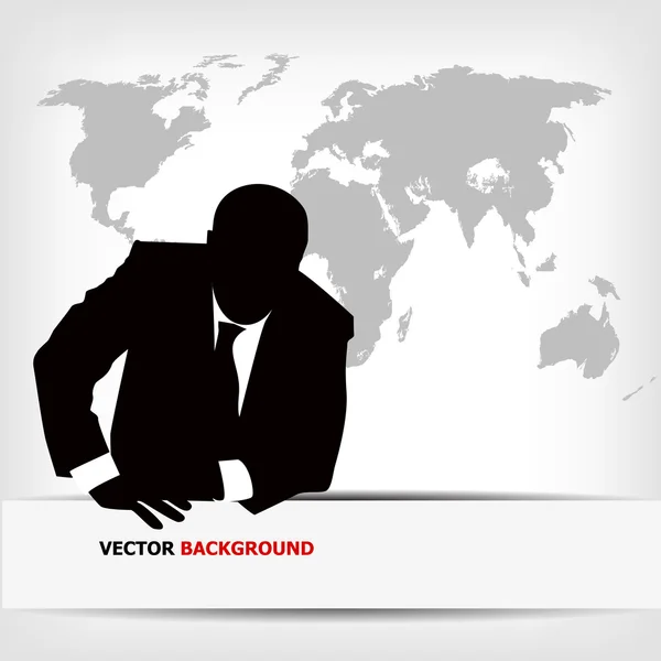 Businessman silhouette with world map — Stock Vector