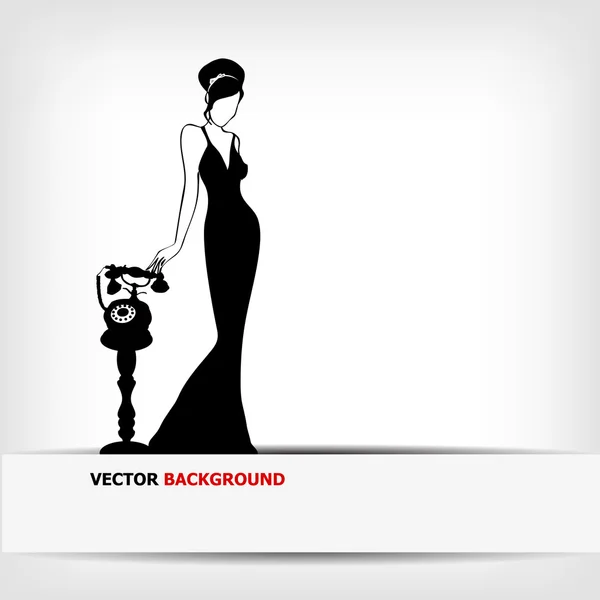 Vector vintage retro woman silhouette background — стоковый вектор