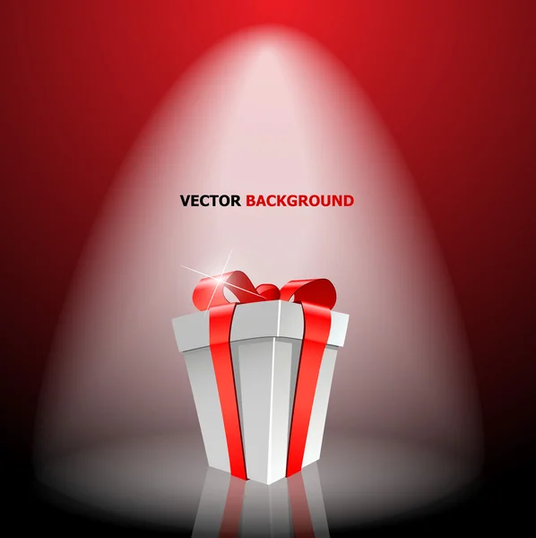Coffret cadeau avec arc rouge sur la lumière — Image vectorielle