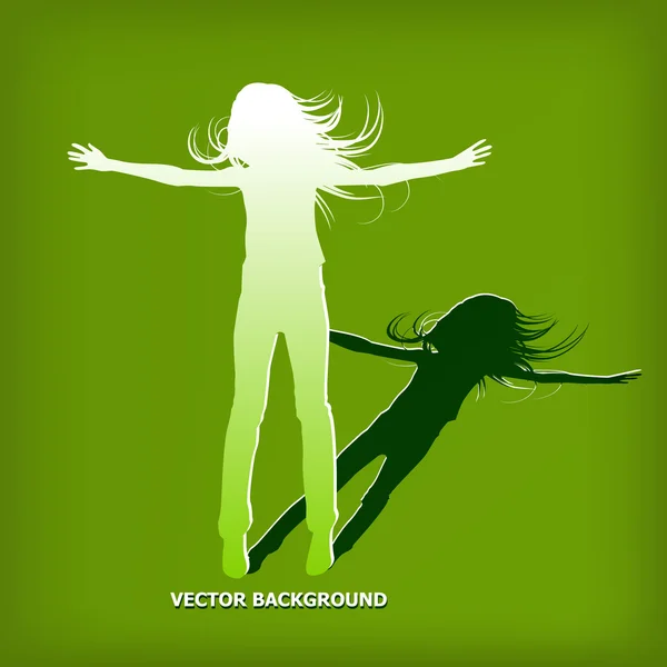 Abstrakt silhouette girl som hoppa bakgrund — Stock vektor