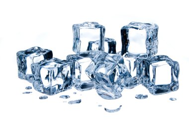 Ice cubes isolated on white background clipart
