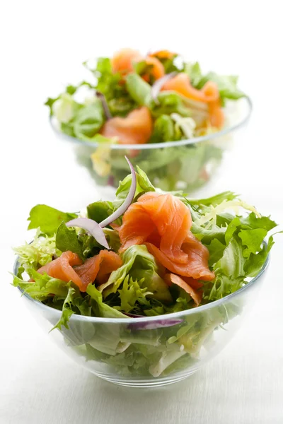 Salad - smoked salmon with vegetables — Stock Photo, Image