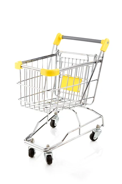 Shopping trolley on white background — Stock Photo, Image