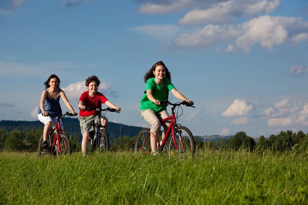 家族で自転車に乗る — ストック写真