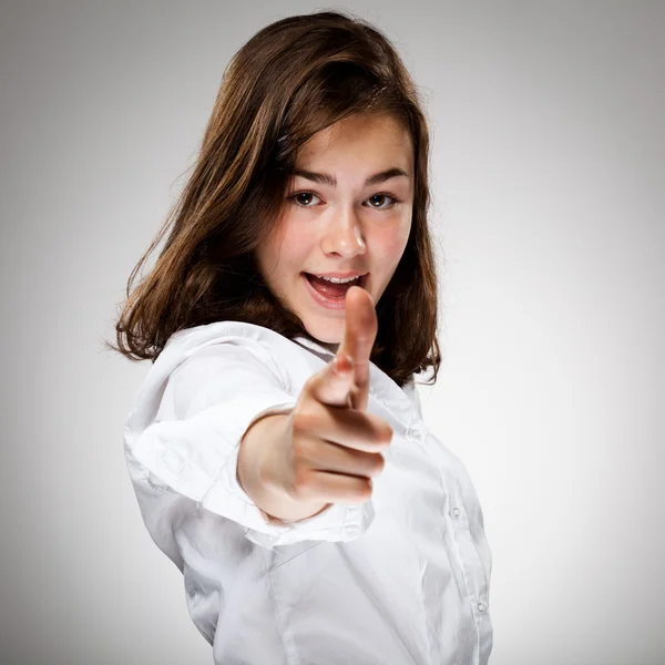 Young girl pointing — Stock Photo, Image