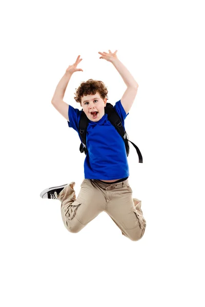 Jongen springen, uitgevoerd geïsoleerd op witte achtergrond — Stockfoto