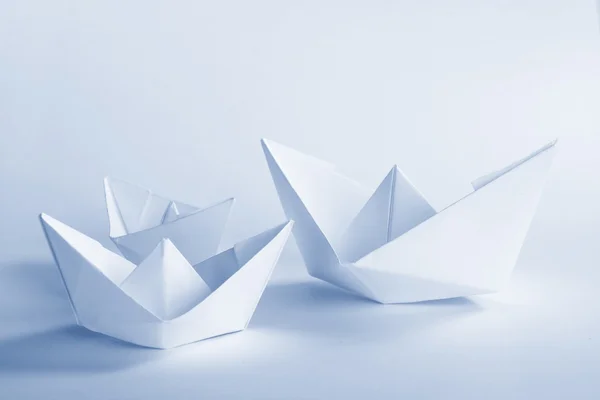 Blue Paper boat — Stock Photo, Image