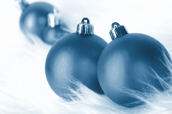 Christmas balls with snow — Stock Photo, Image