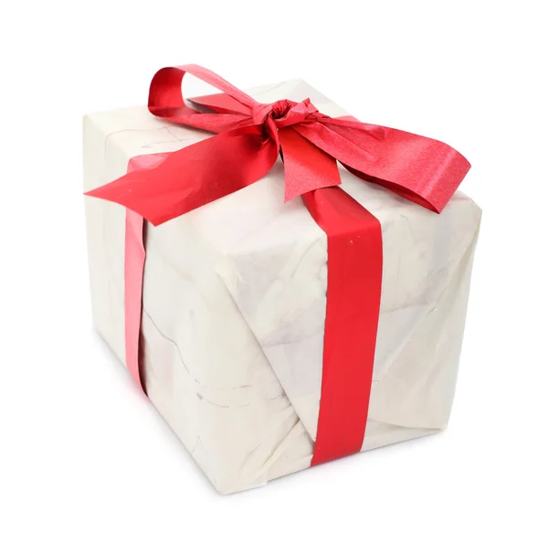 Gift with red tapes and bows — Stock Photo, Image