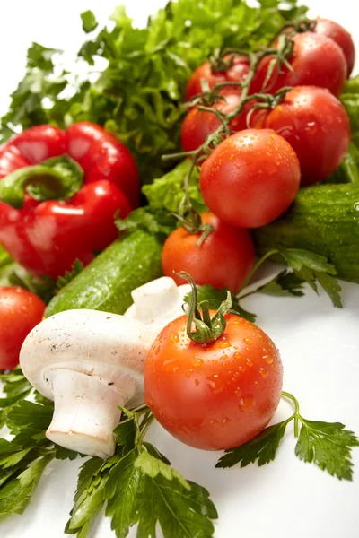 Friske grønsager, frugter og andre levnedsmidler . - Stock-foto
