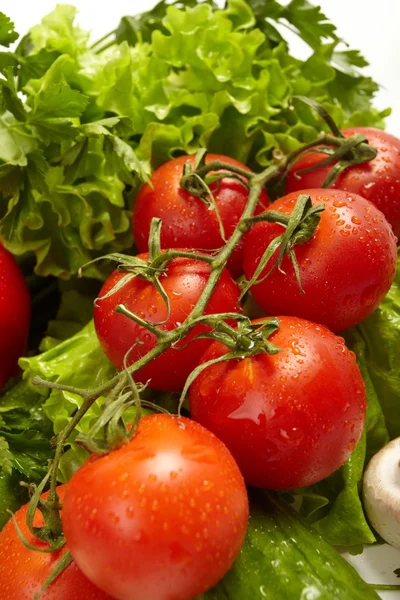 Friske grønsager, frugter og andre levnedsmidler . - Stock-foto