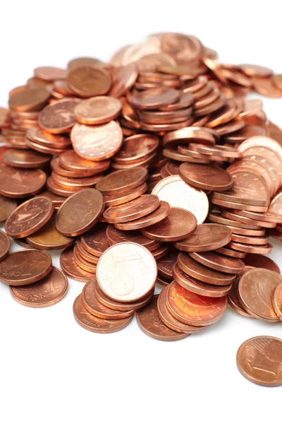 Monedas sobre fondo blanco — Foto de Stock