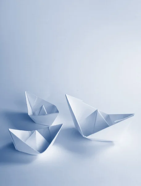 Blue Paper boat — Stock Photo, Image