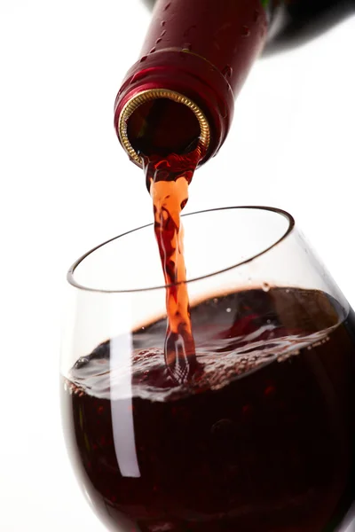 Red wine filling a glass, drink — Stock Photo, Image