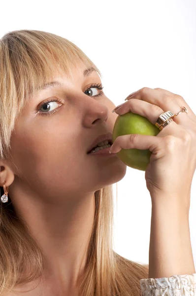 La chica con una manzana —  Fotos de Stock