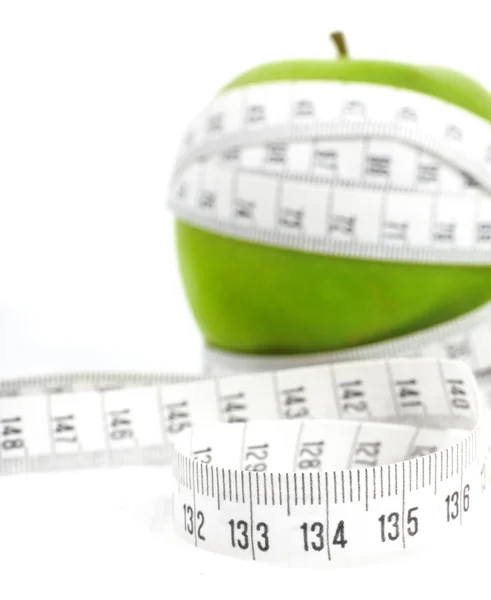 Maçãs verdes mediram o medidor, maçãs esportivas — Fotografia de Stock