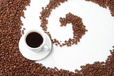 fincan kahve, kahve tahıl üzerinde mal ile
