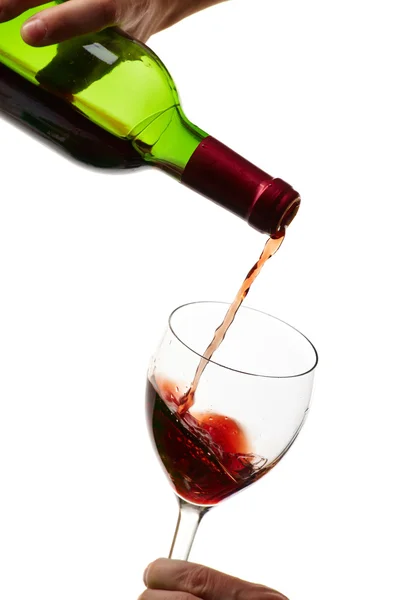 Červené víno naplnění sklenice, nápoj — Stock fotografie