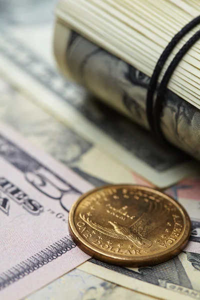 Δολάρια και το κέρμα — Φωτογραφία Αρχείου