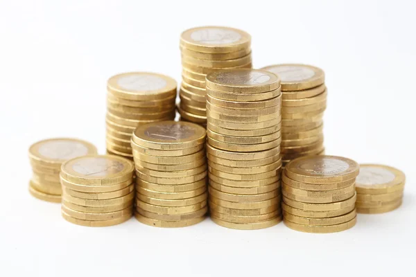 Monedas en el blanco — Foto de Stock
