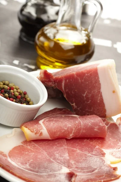 stock image Dry cured ham with spice