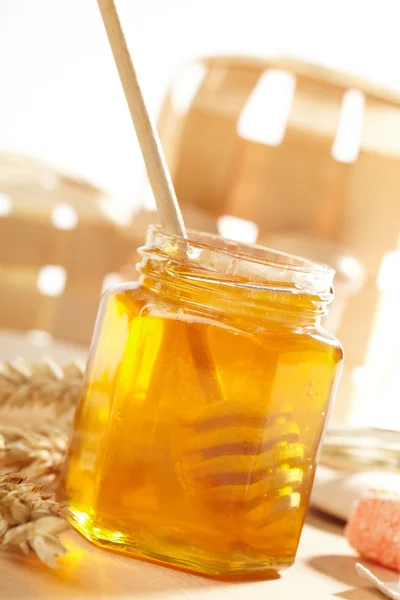 Miel con palo de madera — Foto de Stock