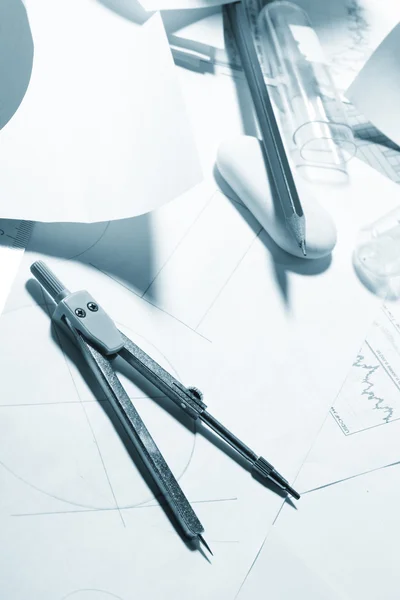 stock image Engineer's work table