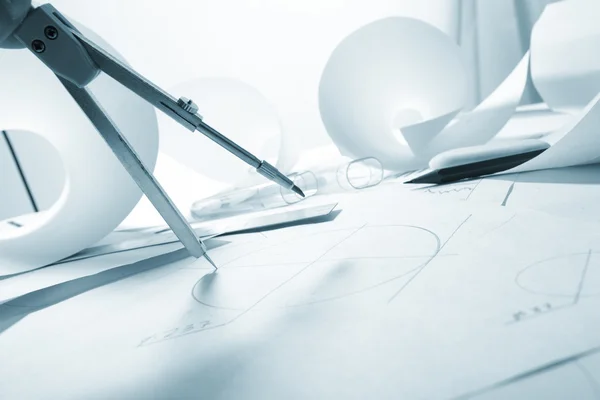 stock image Engineer's work table