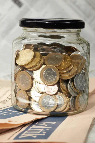 stock image Coins in money jar