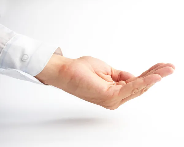 Mão vazia isolada no fundo branco — Fotografia de Stock