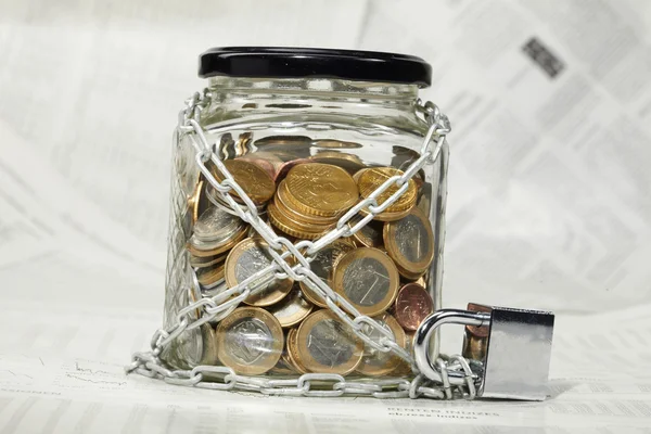 stock image Coins in money jar