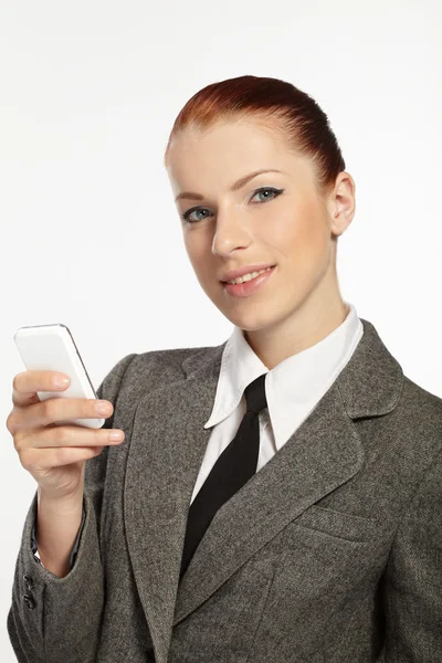 Empresária com telefone celular — Fotografia de Stock