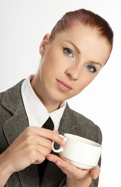 Empresaria con taza de café —  Fotos de Stock