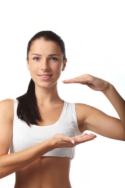 Joven mujer feliz en ropa deportiva — Foto de Stock